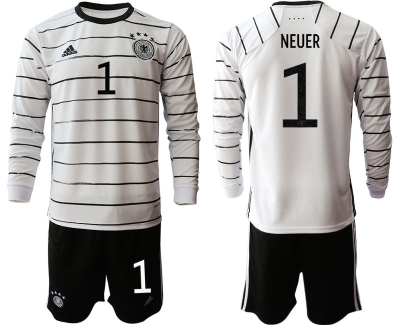Men 2021 World Cup National Germany home long sleeve #1 white Soccer Jerseys